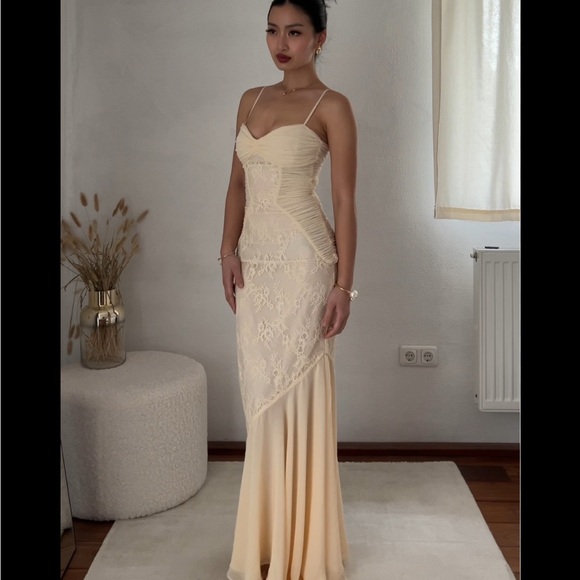 House of CB 'Felicia' Vanilla Chiffron & Lace Gown NWOT size S D-DD - Picture 13 of 14